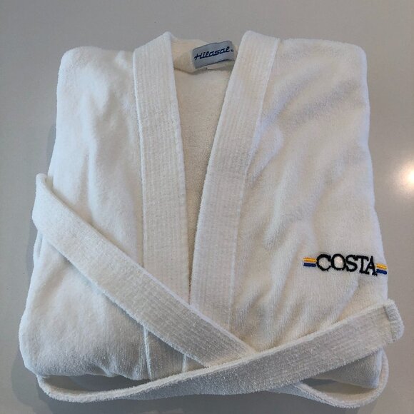 Hilasal Athleisure Open Front Heavy Terry Unisex Belted Bathrobe in White Sz OS - Picture 2 of 9